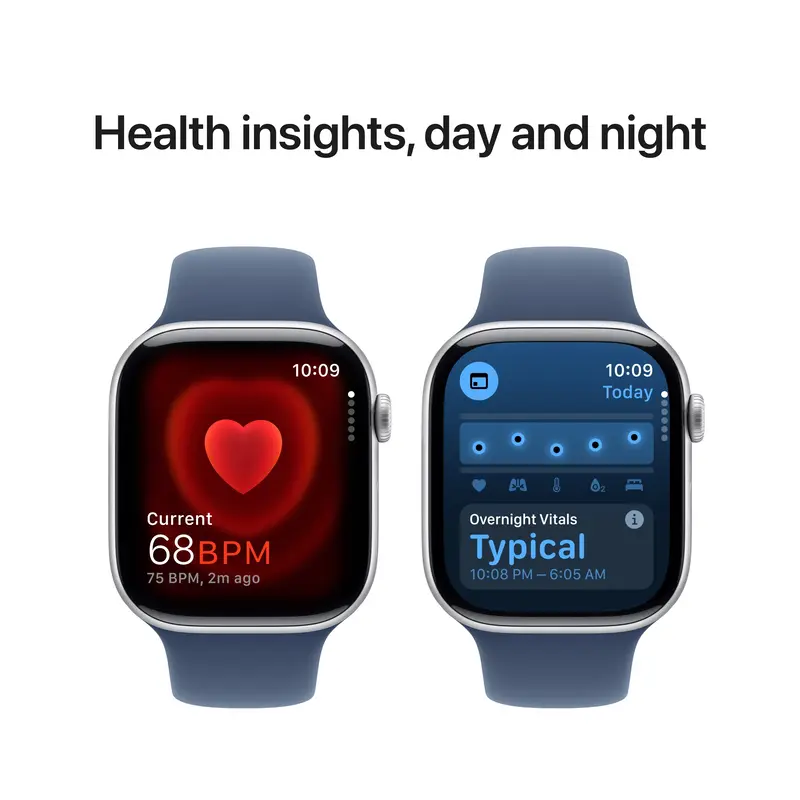 Apple Watch Series 10 GPS + Cellular 42mm Silver Aluminium Case with Denim Sport Band - S/M - фото - №4