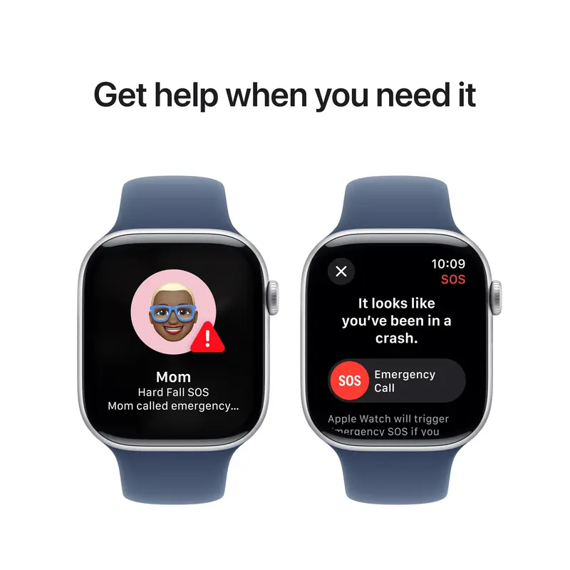 Apple Watch Series 10 GPS + Cellular 42mm Silver Aluminium Case with Denim Sport Band - S/M - фото - №5