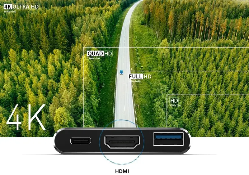 Адаптер Type-C 3-in-1 (USB+HDMI+DP) - фото - №6