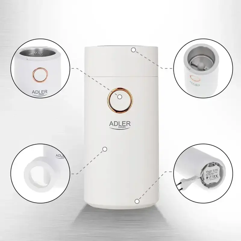 Кофемолка Adler AD 4446 white gold - фото - №6