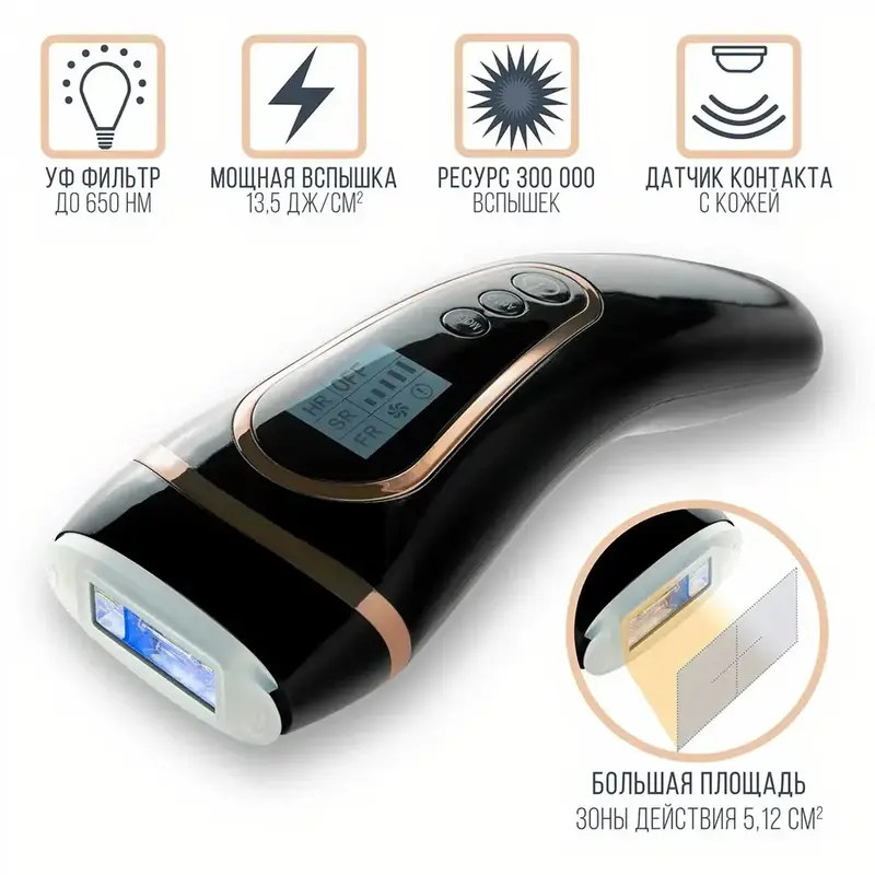Фотоепілятор INSPIRE IPL с LED-экраном 3в1 (black) - фото - №6