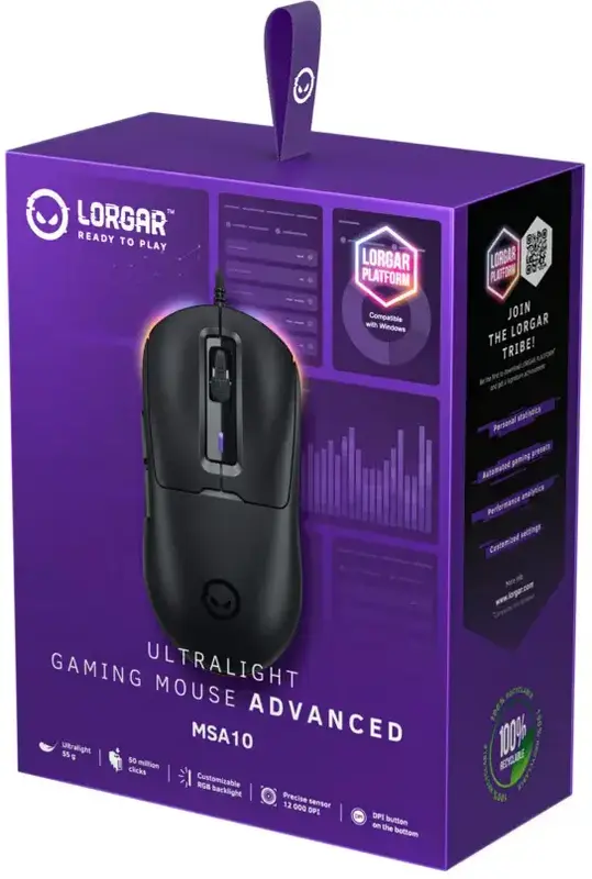 Комп'ютерна миша Lorgar MSA10 Ultralight Wired Gaming USB Black - фото - №10