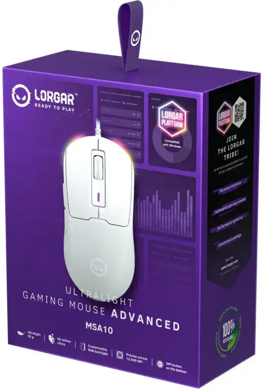 Комп'ютерна миша Lorgar MSA10 Ultralight Wired Gaming USB White - фото - №10