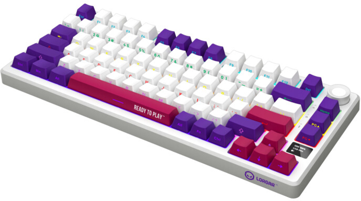 Ігрова клавіатура Lorgar KBP7075W Pro, RGB, WL/BT/USB White - фото - №2