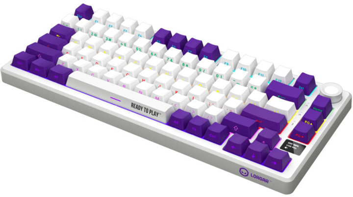 Ігрова клавіатура Lorgar KBP7075W Pro, RGB, WL/BT/USB White - фото - №3