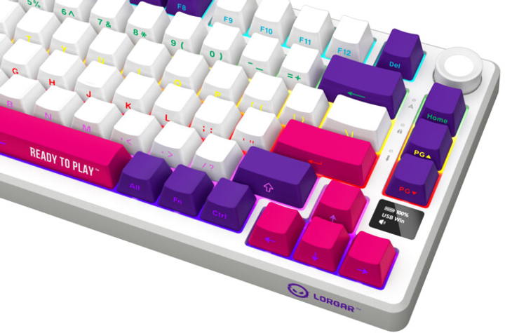 Ігрова клавіатура Lorgar KBP7075W Pro, RGB, WL/BT/USB White - фото - №5
