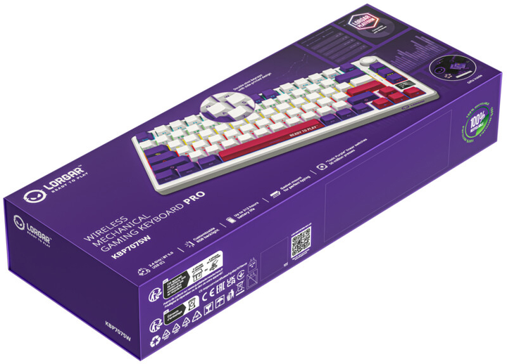 Ігрова клавіатура Lorgar KBP7075W Pro, RGB, WL/BT/USB White - фото - №10