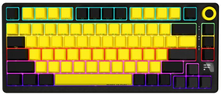Игровая клавиатура Lorgar KBP7075W Pro Mechanical,RGB,WL/BT/USB Black-Yellow - фото - №0