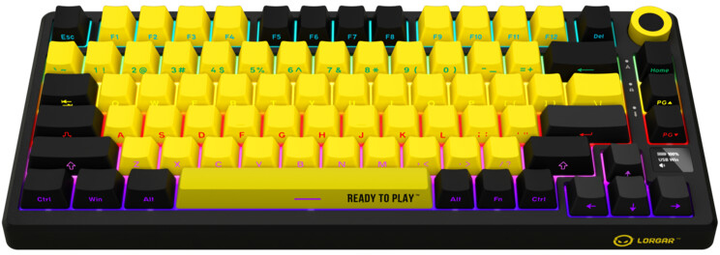 Игровая клавиатура Lorgar KBP7075W Pro Mechanical,RGB,WL/BT/USB Black-Yellow - фото - №1