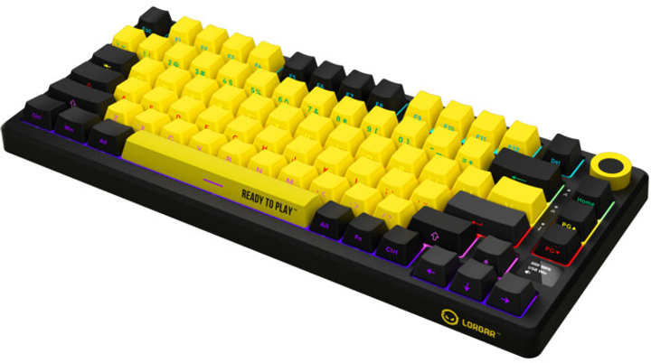 Игровая клавиатура Lorgar KBP7075W Pro Mechanical,RGB,WL/BT/USB Black-Yellow - фото - №2
