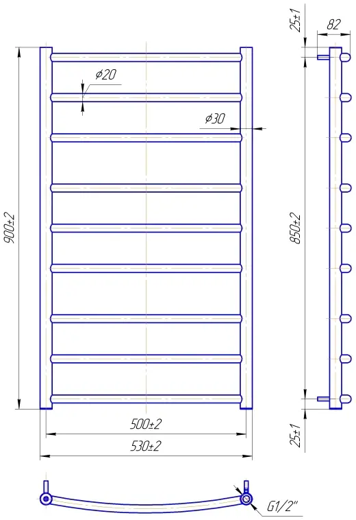 Рушникосушка MARIO водяна Класік, хром (1.1.0109.01.P) - фото - №4