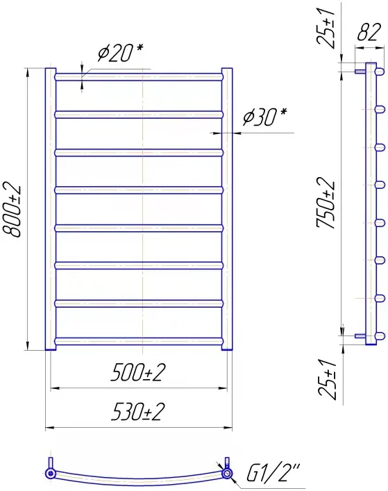 Рушникосушка MARIO водяна Класік, чорний матовий (1.1.0107.01.BM) - фото - №4