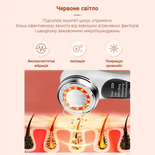 Прилад для ліфтингу AIMED Skin RF Lifting EMS+LED білий - фото - №6
