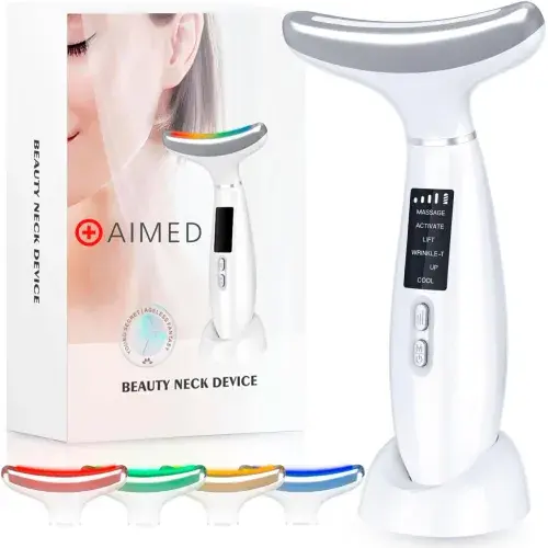 Мікрострумовий масажер для шиї та обличчя AIMED Neck RF Lifting EMS+LED Pink - фото - №11