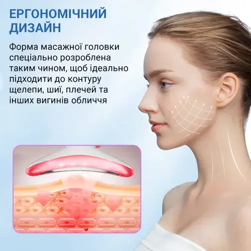 Мікрострумовий масажер для шиї та обличчя AIMED Neck RF Lifting EMS+LED Pink - фото - №2
