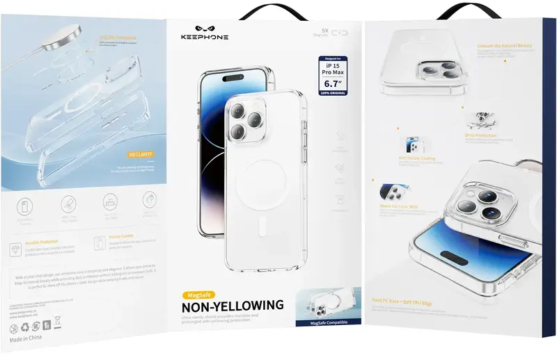 Чохол для iPhone 15 Pro Max Keephone Non-yellowing MagSafe (KPNONY15PMCL) - фото - №9