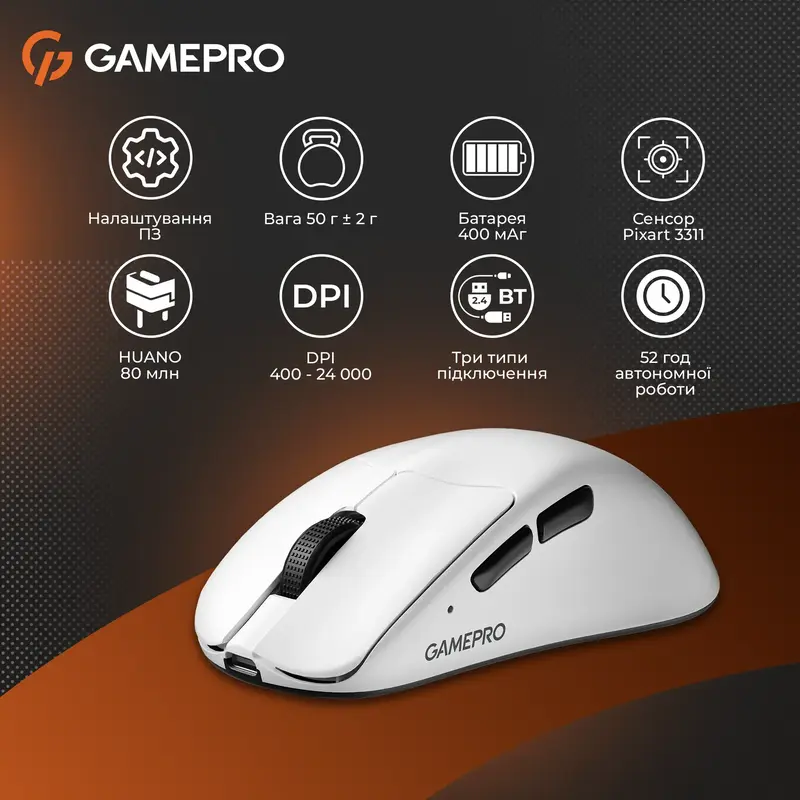 Бездротова мишка Gamepro Genesis Avenger Wireless PAW3311 Ultralight White (GM096W) - фото - №15