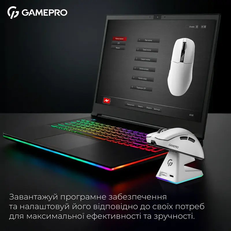 Бездротова ігрова мишка GamePro Asgard Thor Wireless PAW3395 RGB Ultralight White (GM023W) - фото - №9