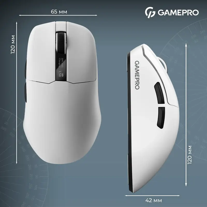 Бездротова ігрова мишка GamePro Asgard Thor Wireless PAW3395 RGB Ultralight White (GM023W) - фото - №15