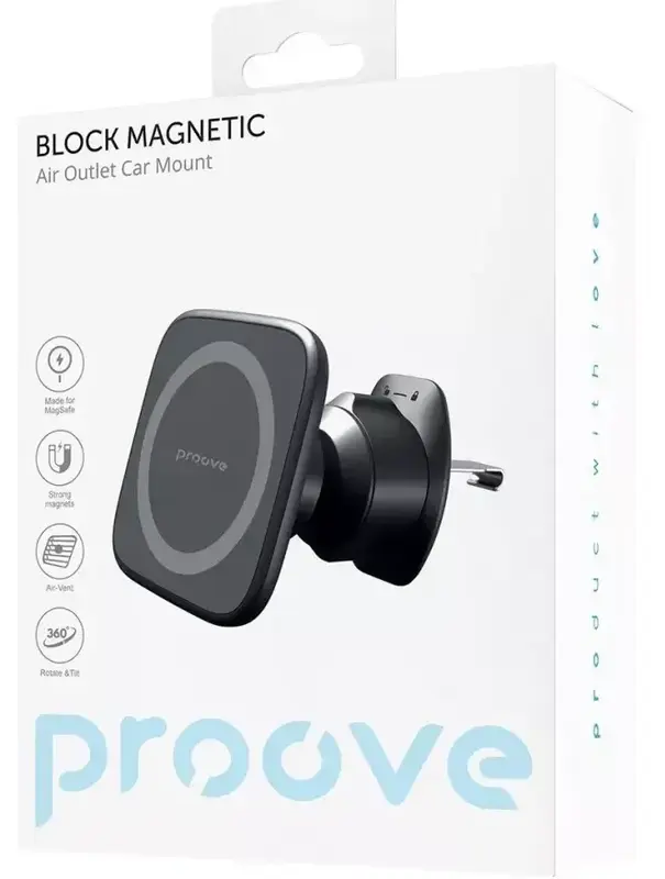 Автомобільний тримач Proove Block Magnetic Air Outlet Car Mount Magnetic Ring (Black) - фото - №6