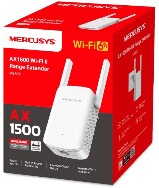 Пiдсилювачi Wi-Fi сигналу Mercusys ME60X 300+1201Мбит/с - фото - №1