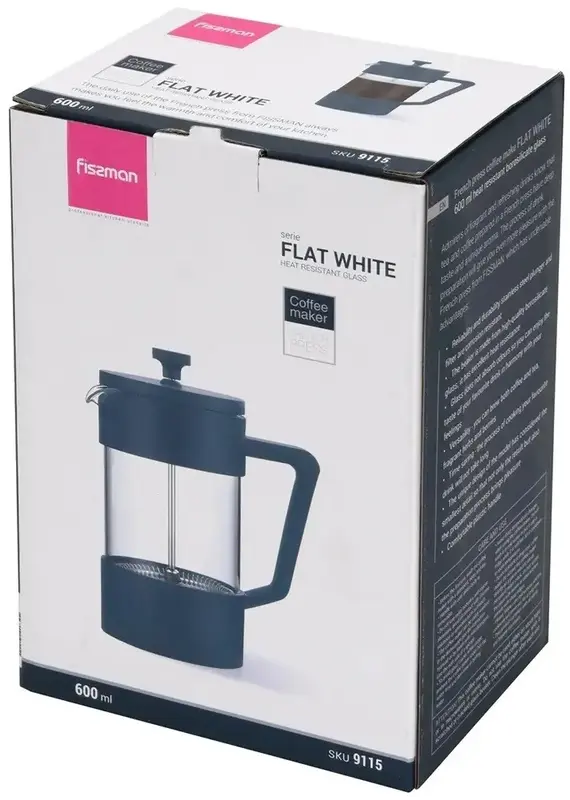 Заварочный чайник с поршнем Fissman FLAT WHITE 600 мл (9115) ᐈ Купить ...