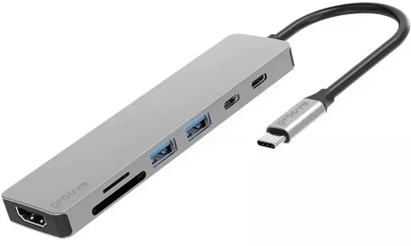 HUB USB-C Proove Iron Link 7 в 1 (сiрий) - фото - №0