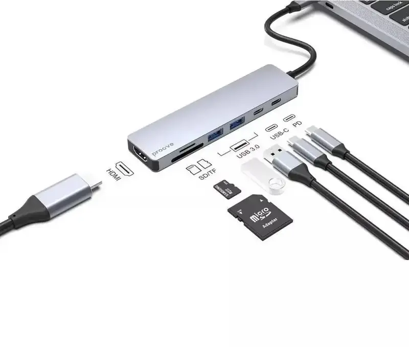 HUB USB-C Proove Iron Link 7 в 1 (сiрий) - фото - №3