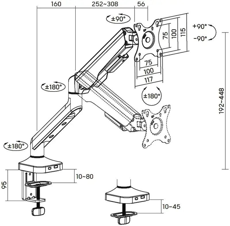 Настільне кріплення для монітора OfficePro MA441W 17-40" 2-12 кг White - фото - №9