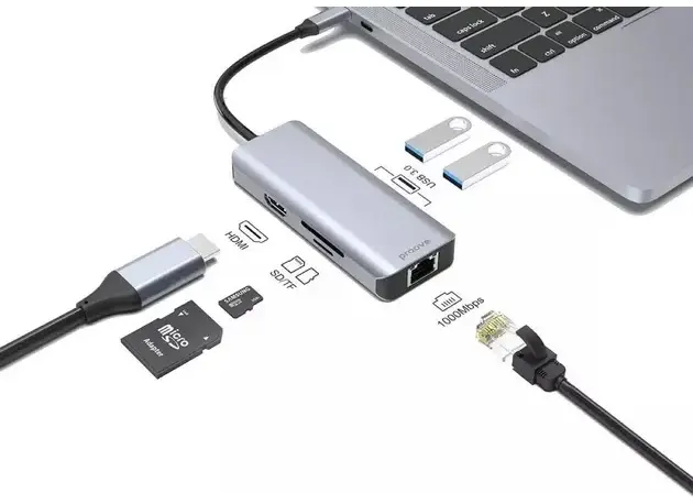 HUB USB-C Proove Iron Link 6 в 1 (сiрий) - фото - №2