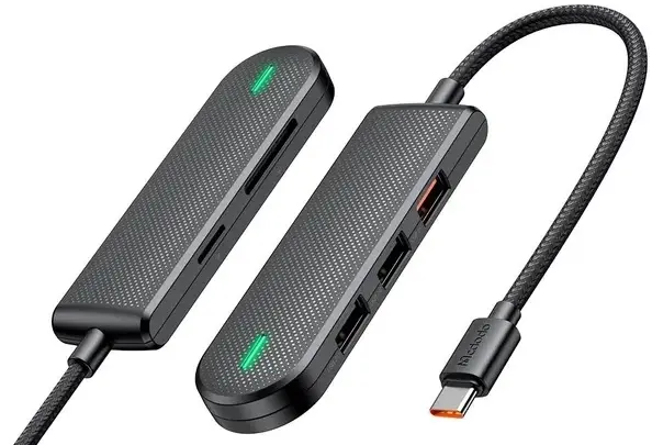 HUB USB McDodo (HU-143) 5 в 1 (сiрий) - фото - №1