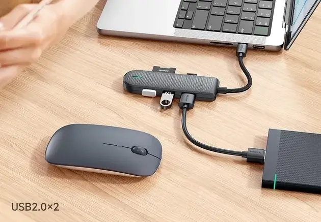 HUB USB McDodo (HU-143) 5 в 1 (сiрий) - фото - №2