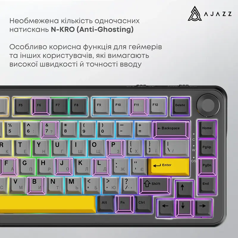 Клавиатура игровая Ajazz AK820 MAX Magnetic switches Black-Gray ᐈ