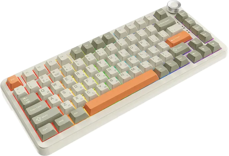 Клавиатура игровая Ajazz AK820MAX Switch Grey Beige - фото - №1
