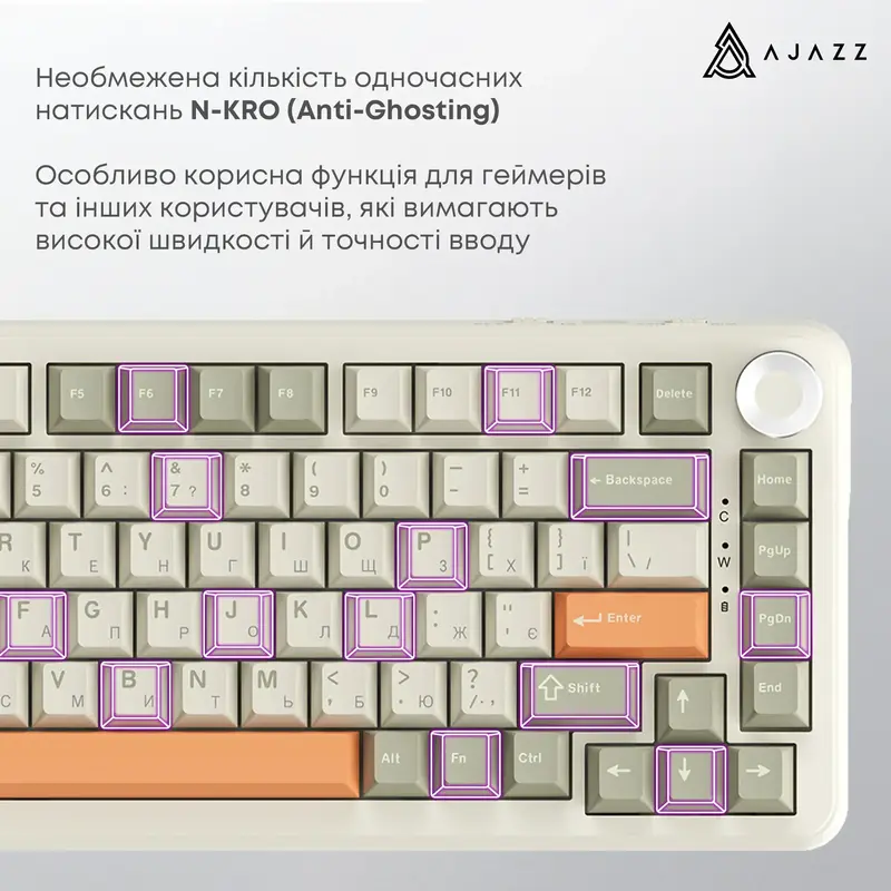 Клавиатура игровая Ajazz AK820MAX Switch Grey Beige - фото - №7