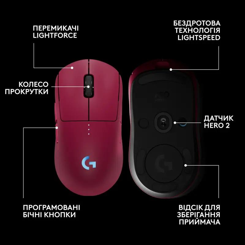 Бездротова ігрова миша Logitech PRO 2 Lightspeed - Magenta - фото - №5