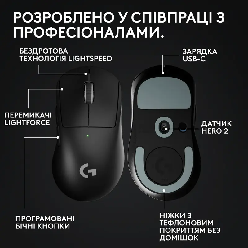 Миша ігрова Logitech G PRO X SUPERLIGHT 2 DEX Wireless BT - BLACK - фото - №5