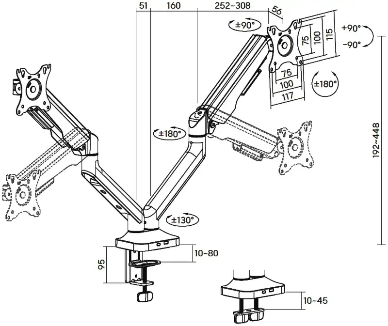 Настільне кріплення для монітора Officepro MA442B 17-35" Black - фото - №7