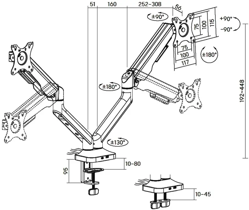 Настільне кріплення для монітора Officepro MA452B 17-35" Black - фото - №7