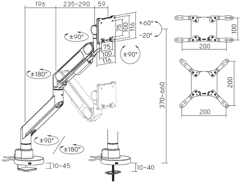 Настільне кріплення для монітора Officepro MAH821B 24-57" Black - фото - №10