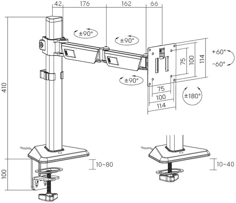 Настольное крепление для монитора Gamepro MAG101V 17-40" - фото - №10