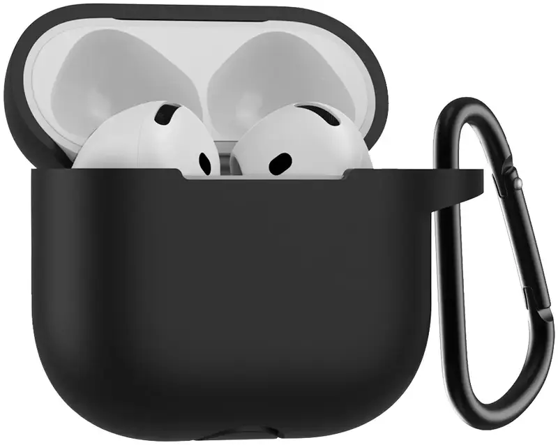 Чехол Keephone Airpods Pro 4 Liquid Silicone Case Black (KPSILIAIR4BK) - фото - №1
