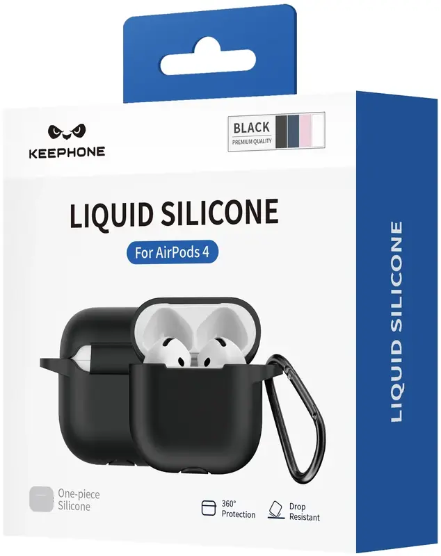 Чехол Keephone Airpods Pro 4 Liquid Silicone Case Black (KPSILIAIR4BK) - фото - №7