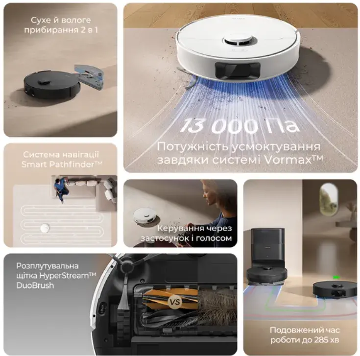 Робот-пилосос миючий Dreame D20 White - фото - №3