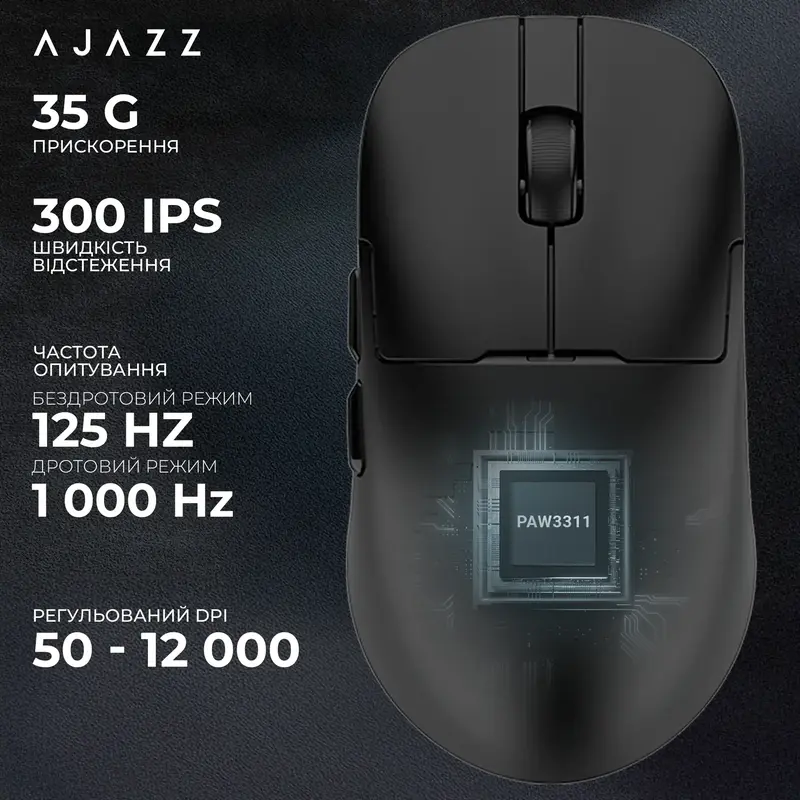 Комп'ютерна миша Ajazz AJ159P MC Black - фото - №10