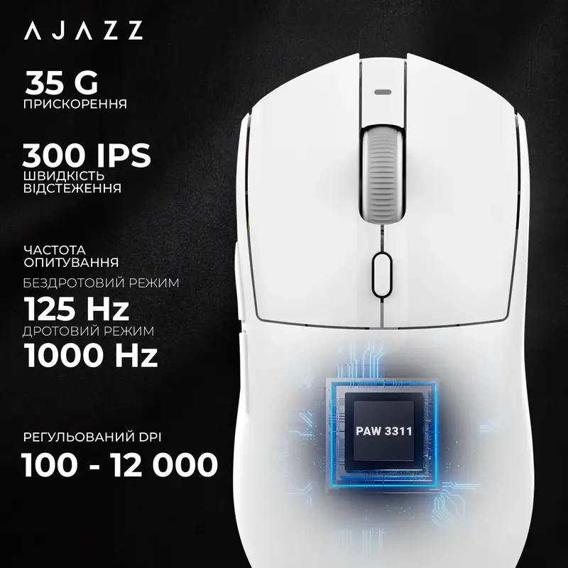 Комп'ютерна миша Ajazz AJ139 V2 MC White - фото - №11