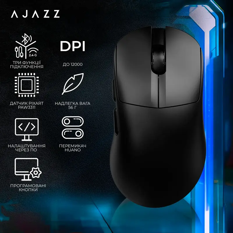 Комп'ютерна миша Ajazz AJ179 v2 max Black - фото - №5