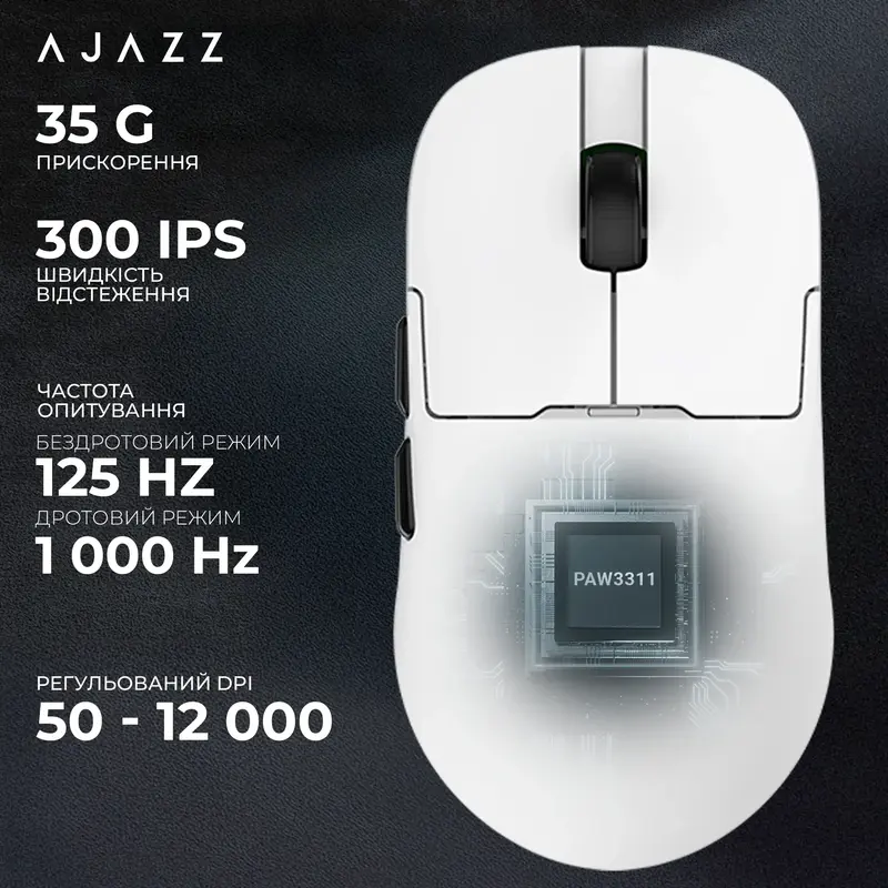 Комп'ютерна миша Ajazz AJ159P MC White - фото - №10