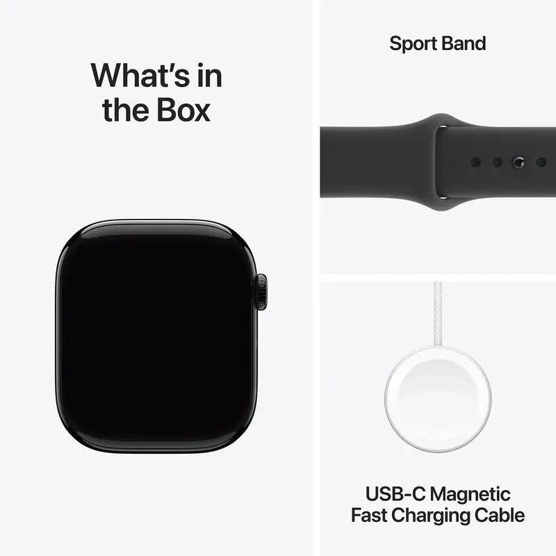 Apple Watch Series 11 GPS 42mm Jet Black Aluminium Case with Black Sport Band - S/M (MEQT4RK/A) - фото - №7