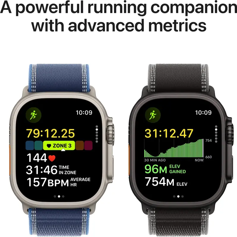 Apple Watch Ultra 3 GPS + Cellular 49mm Black Titanium Case with Black/Charcoal Trail Loop - M/L (MF1H4QP/A) - фото - №4